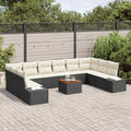 Gartensofa-set mit Kissen 11 pcs Schwarz Poly-Rattan