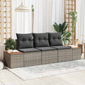 Gartensofa-set mit Kissen 3 pcs Grau Poly-Rattan