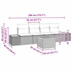 Gartensofa-set mit Kissen 5 pcs Schwarz Poly Rattan