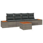 Gartensofa-set mit Kissen 5 pcs Grau Poly Rattan