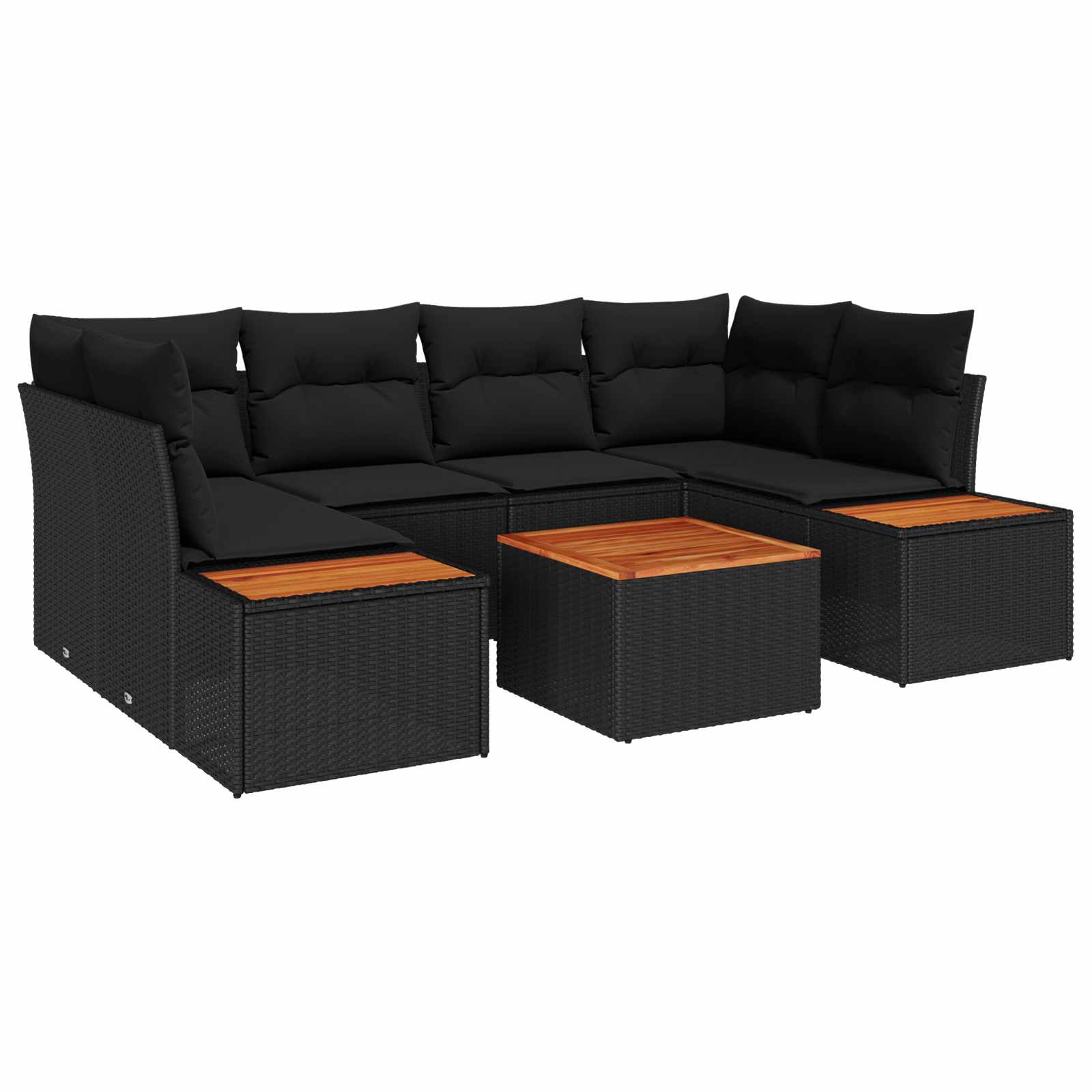 Gartensofa-set mit Kissen 6 pcs Schwarz Poly Rattan