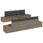 Gartensofa-set mit Kissen 9 pcs Grau Poly Rattan