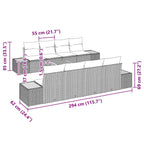 Gartensofa-set mit Kissen 9 pcs Grau Poly Rattan
