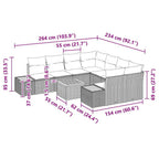 Gartensofa-set mit Kissen 9 pcs Schwarz Poly Rattan