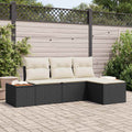 Gartensofa-set mit Kissen mit Kissen 4 pcs Schwarz Poly-Rattan