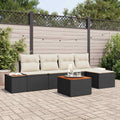 Gartensofa-set mit Kissen 6 pcs Schwarz Poly Rattan