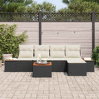 Gartensofa-set mit Kissen 6 pcs Schwarz Poly Rattan