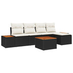 Gartensofa-set mit Kissen 6 pcs Schwarz Poly Rattan