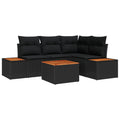 Gartensofa-set mit Kissen 5 pcs Schwarz Poly Rattan