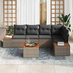 Gartensofa-set mit Kissen 6 pcs Grau Poly Rattan
