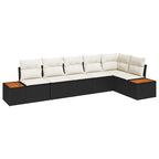 Gartensofa-set mit Kissen 6 pcs Schwarz Poly Rattan