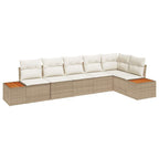 Gartensofa-set mit Kissen 6 pcs Beige Poly Rattan