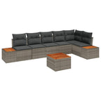 Gartensofa-set mit Kissen 7 pcs Grau Poly Rattan