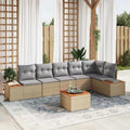 Gartensofa-set mit Kissen 7 pcs Beige Poly Rattan
