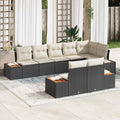 Gartensofa-set mit Kissen 8 pcs Schwarz Poly Rattan