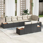 Gartensofa-set mit Kissen 8 pcs Schwarz Poly Rattan