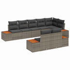 Gartensofa-set mit Kissen 8 pcs Grau Poly Rattan
