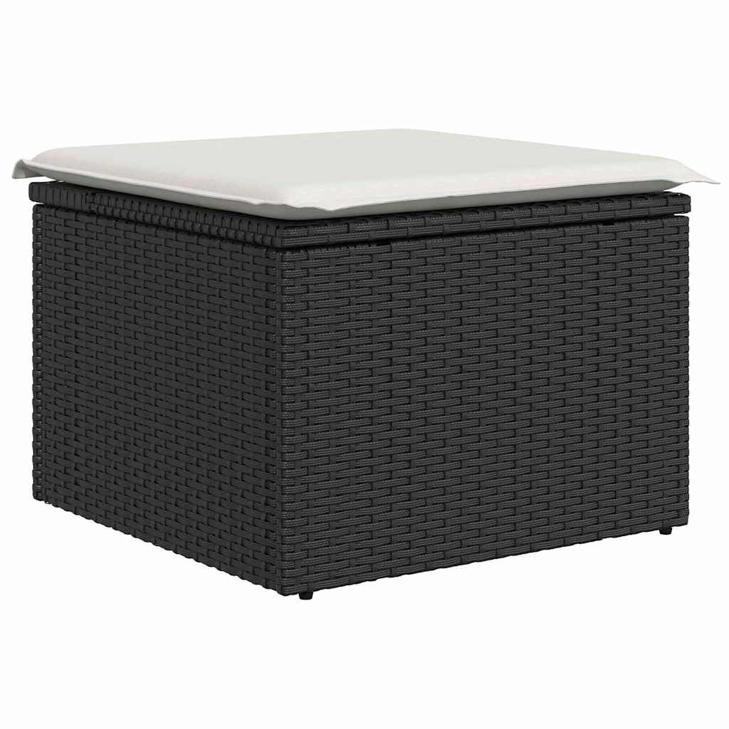 Gartensofa-set mit Kissen 7 pcs Schwarz Poly-Rattan