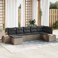 Gartensofa-set mit Kissen 7 pcs Grau Poly-Rattan
