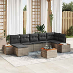 Gartensofa-set mit Kissen 8 pcs Grau Poly Rattan