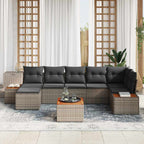 Gartensofa-set mit Kissen 8 pcs Grau Poly Rattan