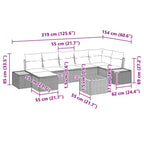 Gartensofa-set mit Kissen 8 pcs Beige Poly Rattan