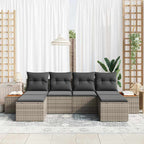 Gartensofa-set mit Kissen 6 pcs Grau Poly-Rattan