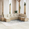 Gartensofa-set mit Kissen 8 pcs Beige Poly Rattan