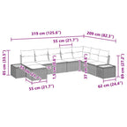 Gartensofa-set mit Kissen 8 pcs Beige Poly Rattan