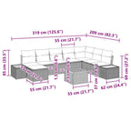 Gartensofa-set mit Kissen 9 pcs Beige Poly Rattan