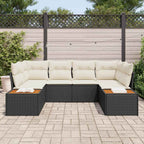 Gartensofa-set mit Kissen 6 pcs Schwarz Poly-Rattan