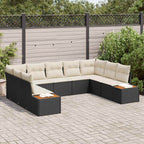 Gartensofa-set mit Kissen 9 pcs Schwarz Poly Rattan