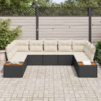 Gartensofa-set mit Kissen 9 pcs Schwarz Poly Rattan