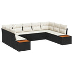 Gartensofa-set mit Kissen 9 pcs Schwarz Poly Rattan