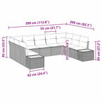 Gartensofa-set mit Kissen 9 pcs Grau Poly Rattan