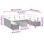 Gartensofa-set mit Kissen 10 pcs Schwarz Poly Rattan