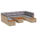 Gartensofa-set mit Kissen 10 pcs Beige Poly Rattan