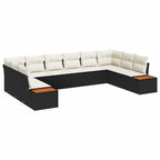 Gartensofa-set mit Kissen 10 pcs Schwarz Poly Rattan