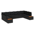 Gartensofa-set mit Kissen 10 pcs Schwarz Poly Rattan