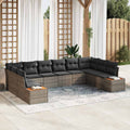 Gartensofa-set mit Kissen 10 pcs Grau Poly Rattan