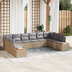 Gartensofa-set mit Kissen 10 pcs Beige Poly Rattan