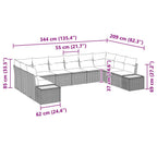 Gartensofa-set mit Kissen 10 pcs Beige Poly Rattan