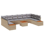 Gartensofa-set mit Kissen 11 pcs Beige Poly Rattan