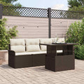 Gartensofa-set mit Kissen 5 pcs Braun Poly-Rattan