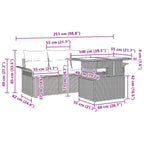 Gartensofa-set mit Kissen 5 pcs Braun Poly-Rattan