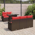 Gartensofa-set mit Kissen 6 pcs Braun Poly-Rattan
