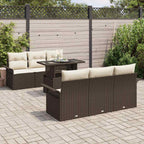 Gartensofa-set mit Kissen 7 pcs Braun Poly-Rattan