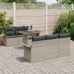 Gartensofa-set mit Kissen 7 pcs Hellgrau Poly-Rattan