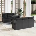 Gartensofa-set mit Kissen 7 pcs Schwarz Poly-Rattan