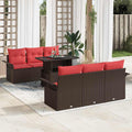 Gartensofa-set mit Kissen 7 pcs Braun Poly-Rattan